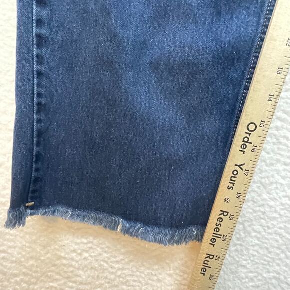 Levis 577 Jeans Womens 32 Medium Blue Loose Fit Lower Rise Crop Raw Hem Straight - Picture 10 of 11